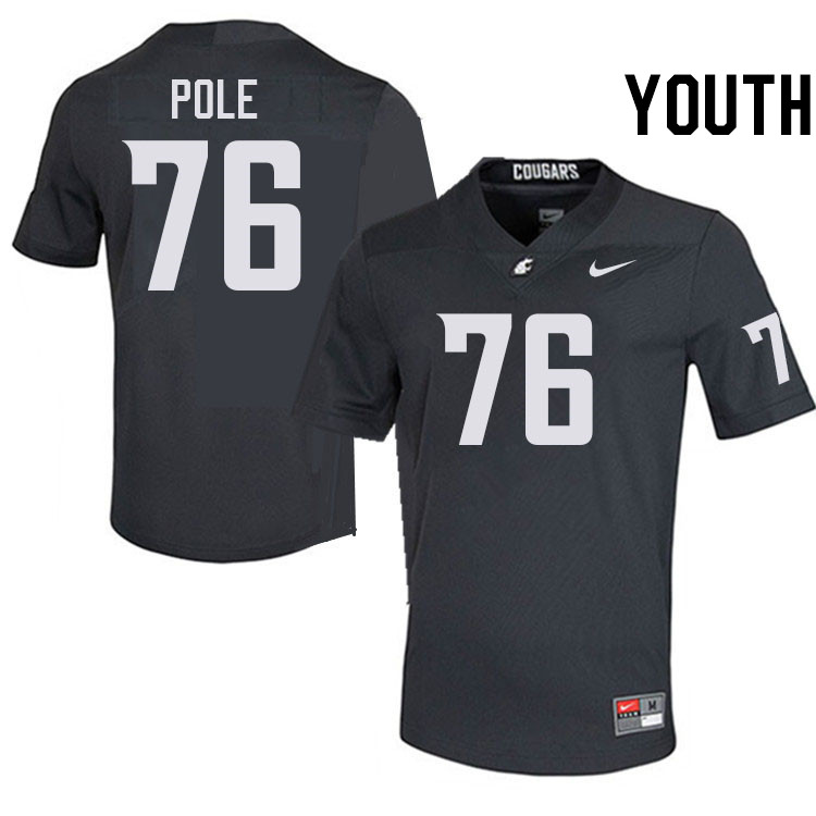 Youth #76 Esa Pole Washington State Cougars College Football Jerseys Stitched-Charcoal